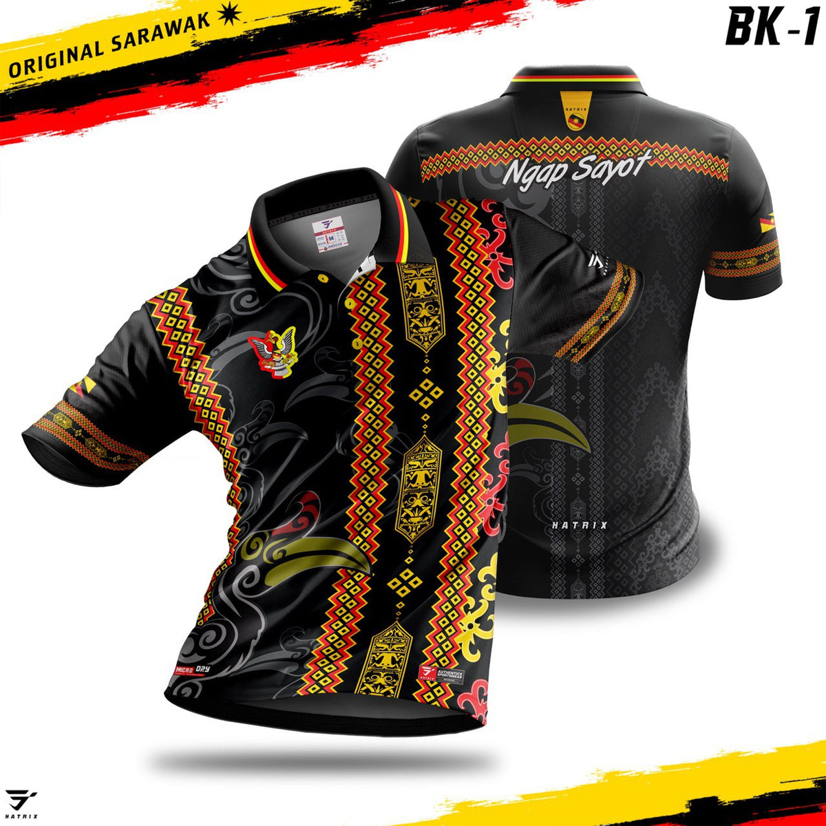 HATRIX Original Sarawak BK-1 polo collar jersey front and back