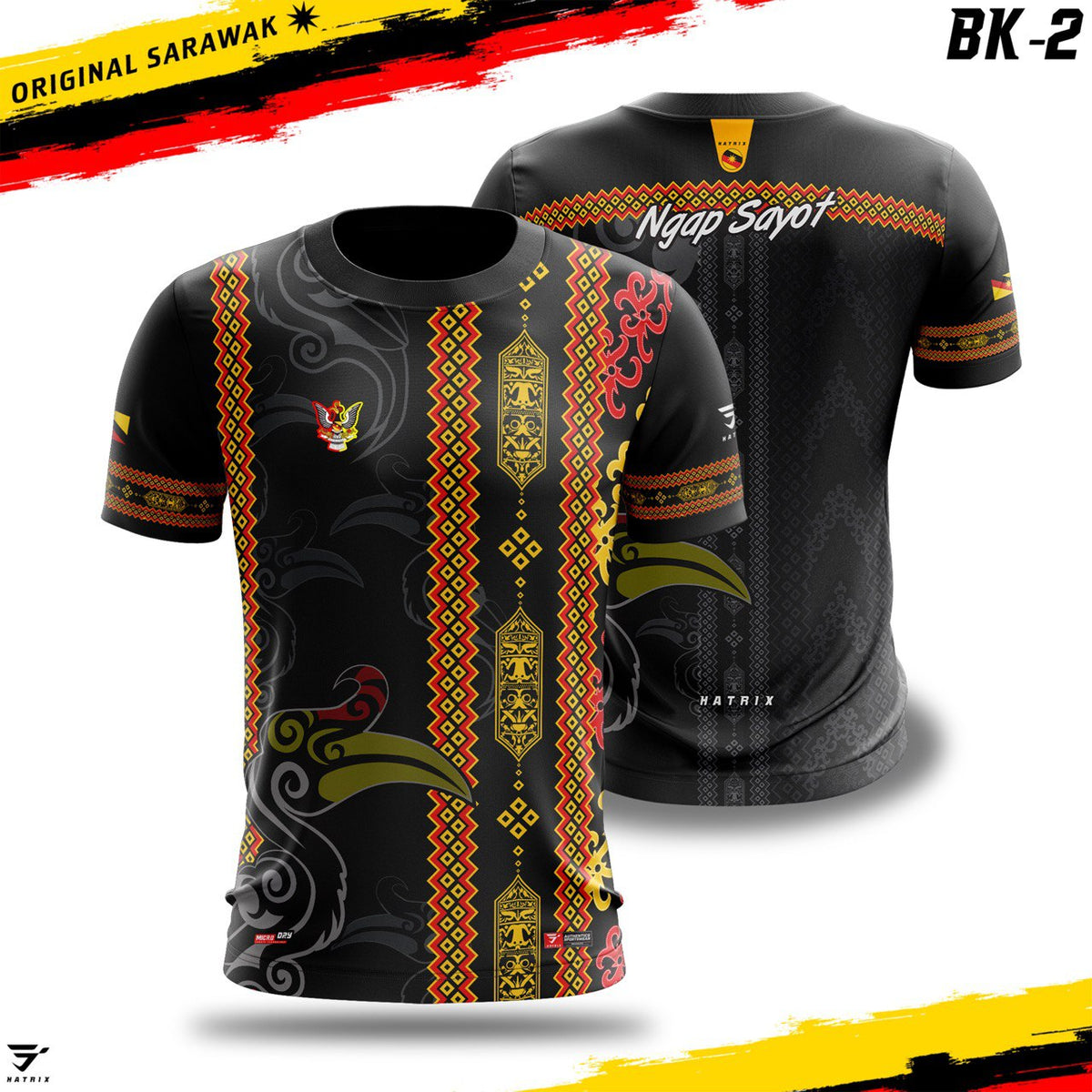 HATRIX Original Sarawak BK-2 roundneck short sleeve jersey front and back